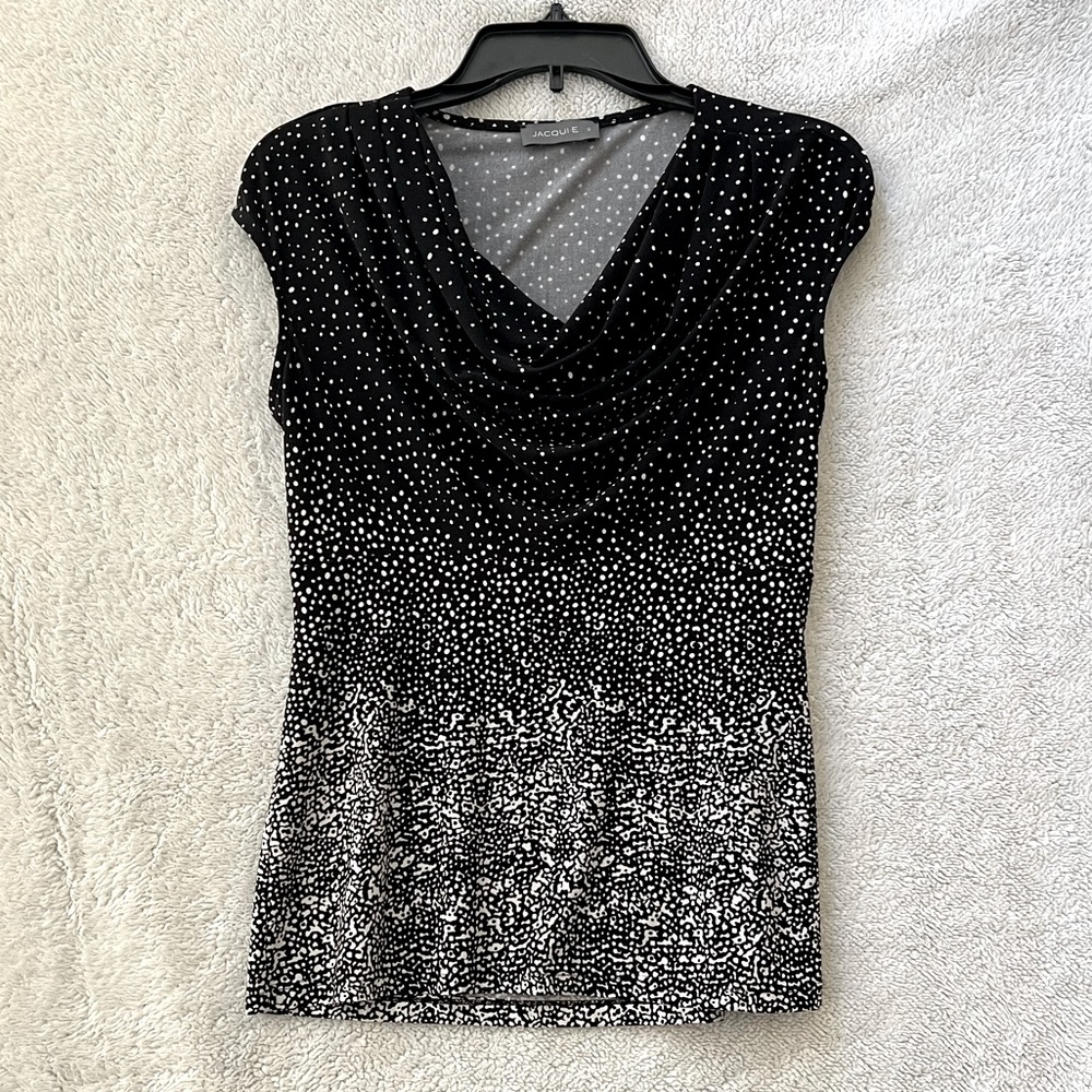 Black and White polka dot sleeveless stretch top - Size S